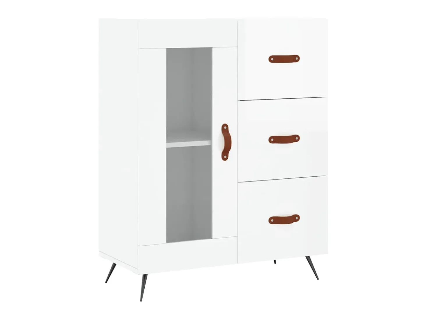 Aparador de madera contrachapada blanco brillante 69,5x34x90 cm ES91520