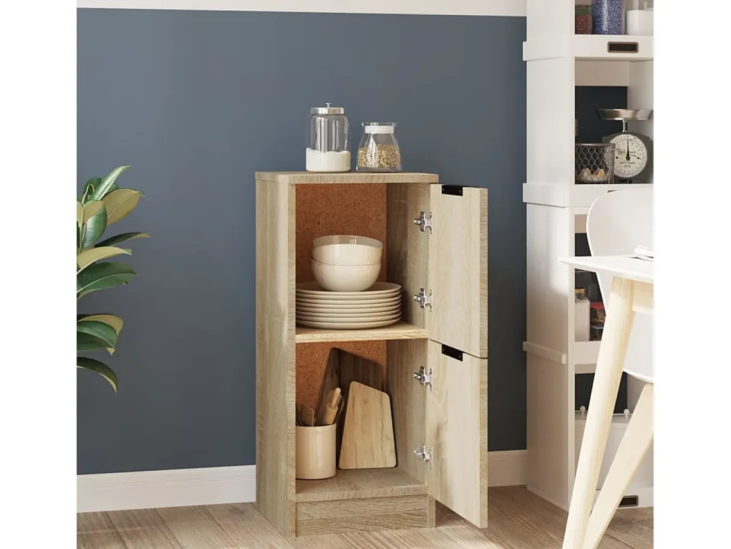 Aparador de madera contrachapada roble Sonoma 30x30x70 cm ES17257