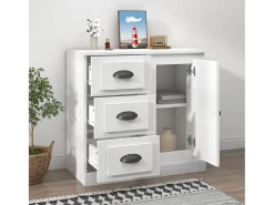 Aparador de madera contrachapada blanco 70x35,5x67,5 cm