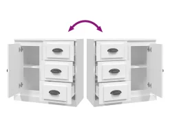 Aparador de madera contrachapada blanco 70x35,5x67,5 cm