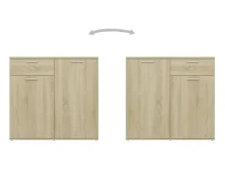 Aparador de madera contrachapada color roble Sonoma 80x36x75 cm ES44165
