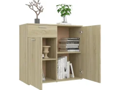 Aparador de madera contrachapada color roble Sonoma 80x36x75 cm ES44165