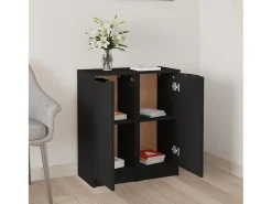 Aparador de madera contrachapada negro 30x30x70 cm