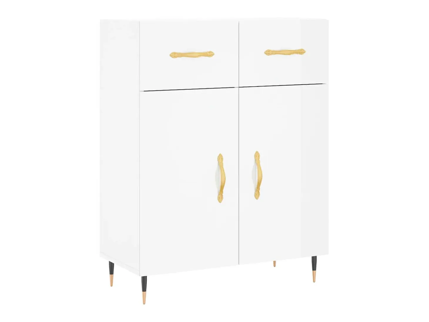 Aparador de madera contrachapada blanco brillante 69,5x34x90 cm
