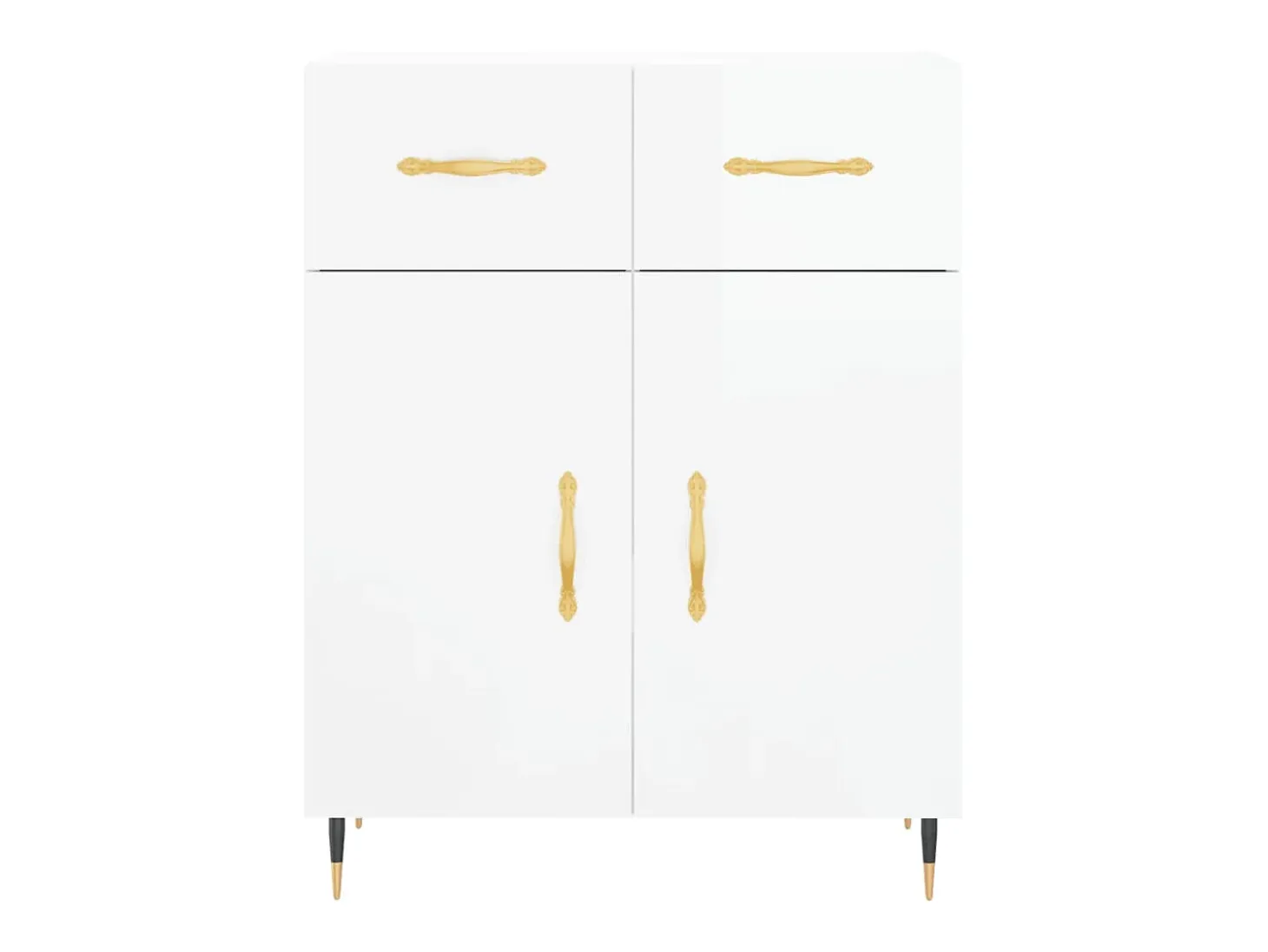 Aparador de madera contrachapada blanco brillante 69,5x34x90 cm