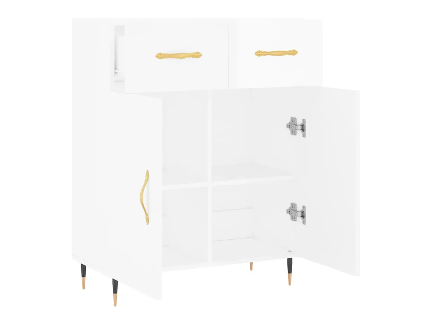 Aparador de madera contrachapada blanco brillante 69,5x34x90 cm