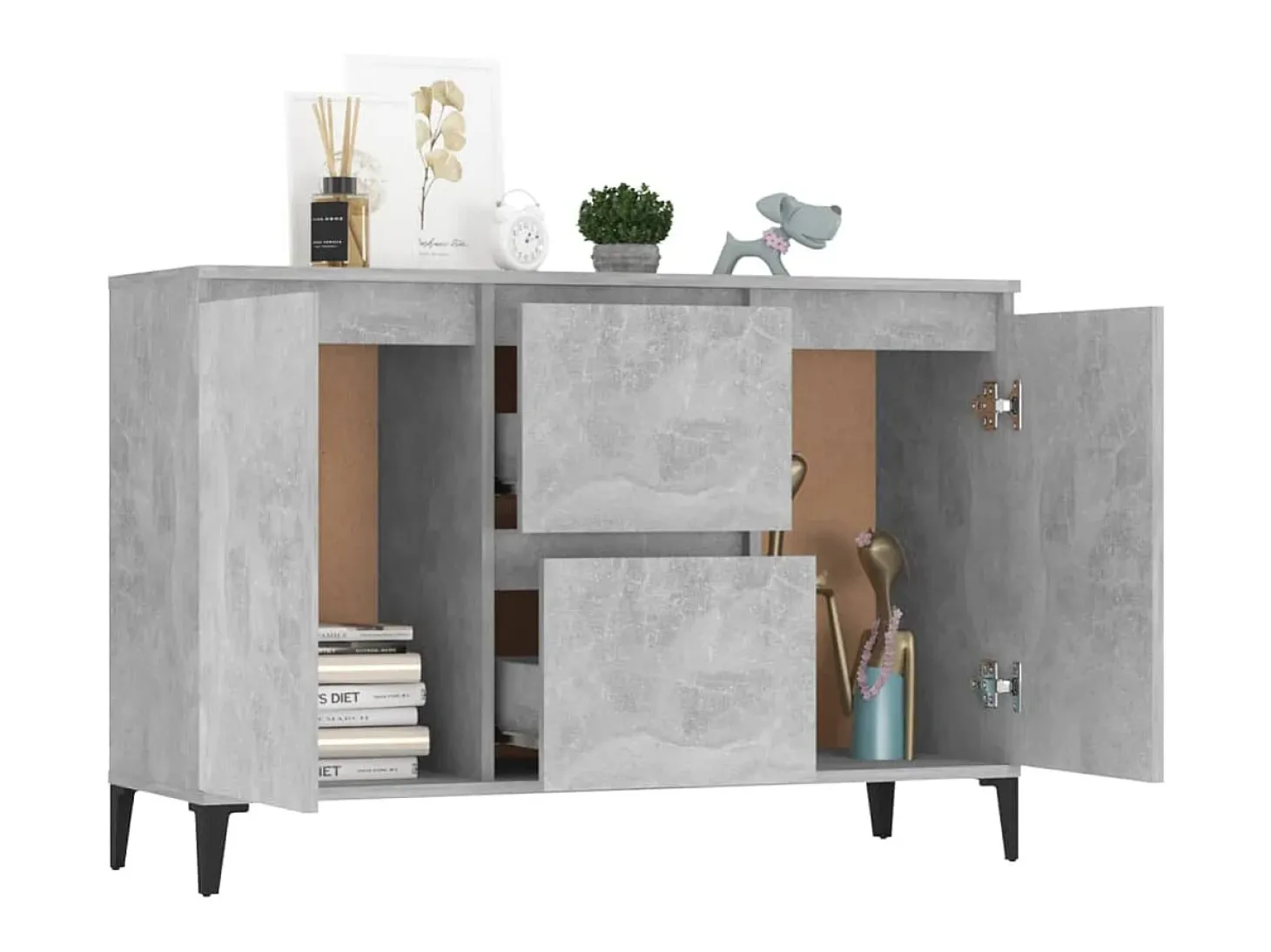 Aparador de madera contrachapada gris hormigón 104x35x70 cm ES92187