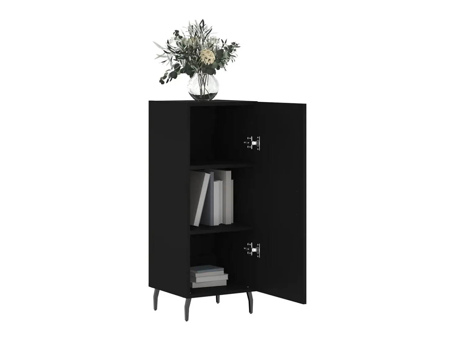 Aparador de madera contrachapada negro 34,5x34x90 cm ES55376