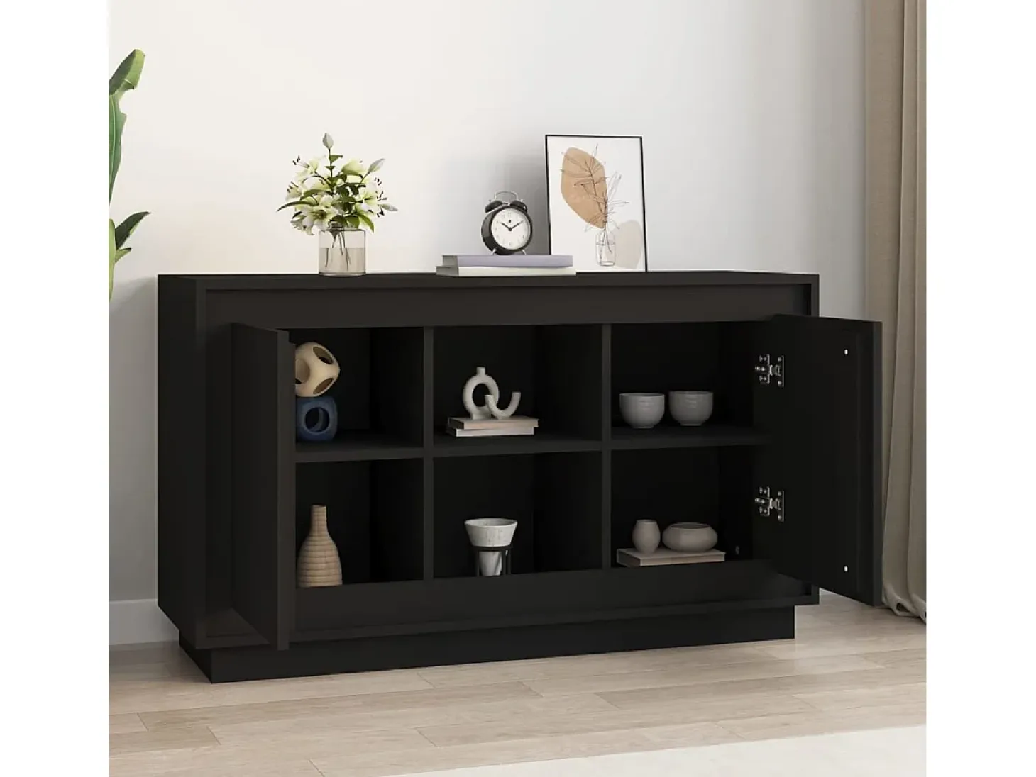 Aparador de madera contrachapada negro 102x35x60 cm ES600249