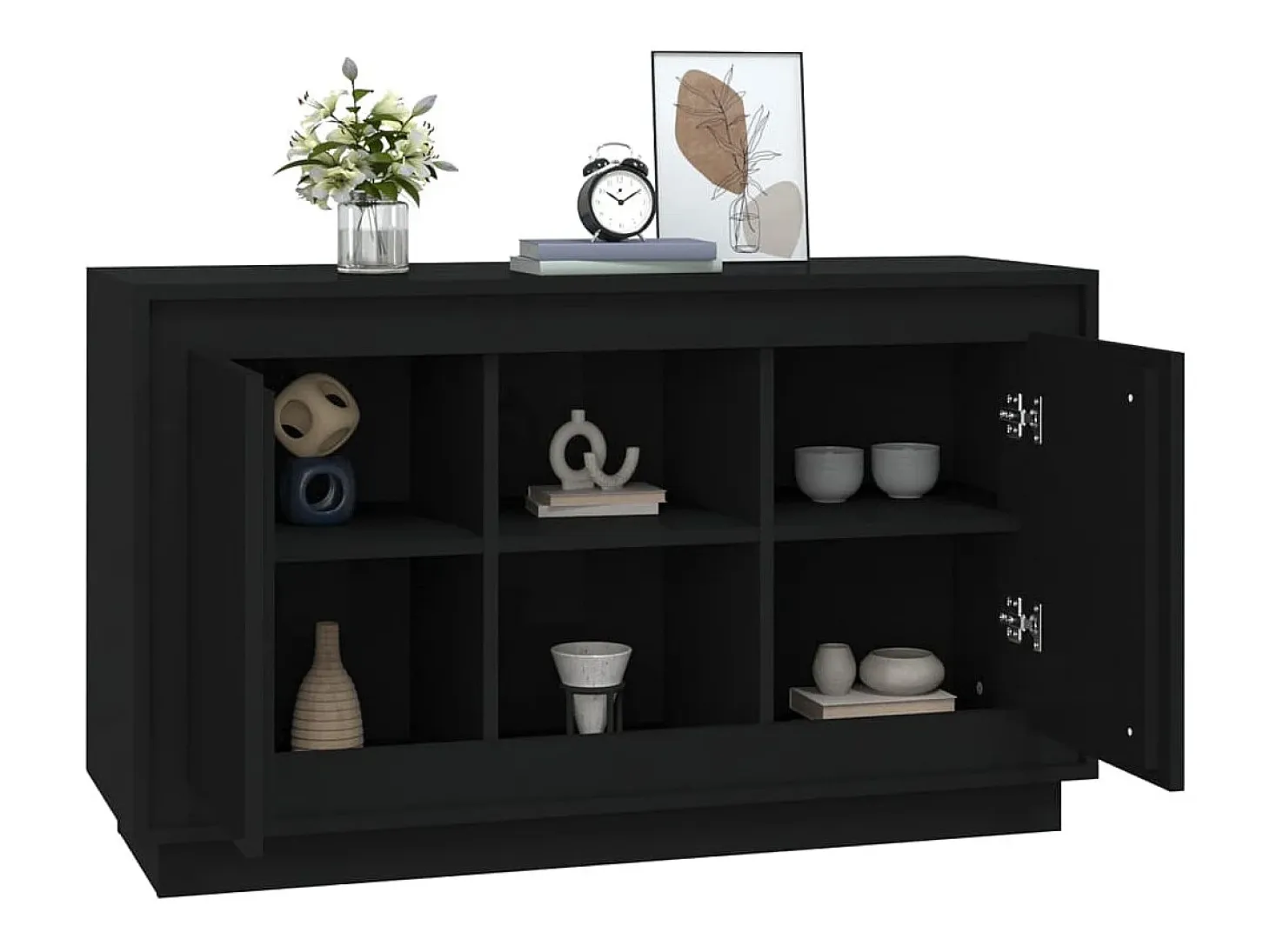 Aparador de madera contrachapada negro 102x35x60 cm ES600249