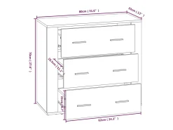 Aparador de madera contrachapada blanco 80x33x70 cm