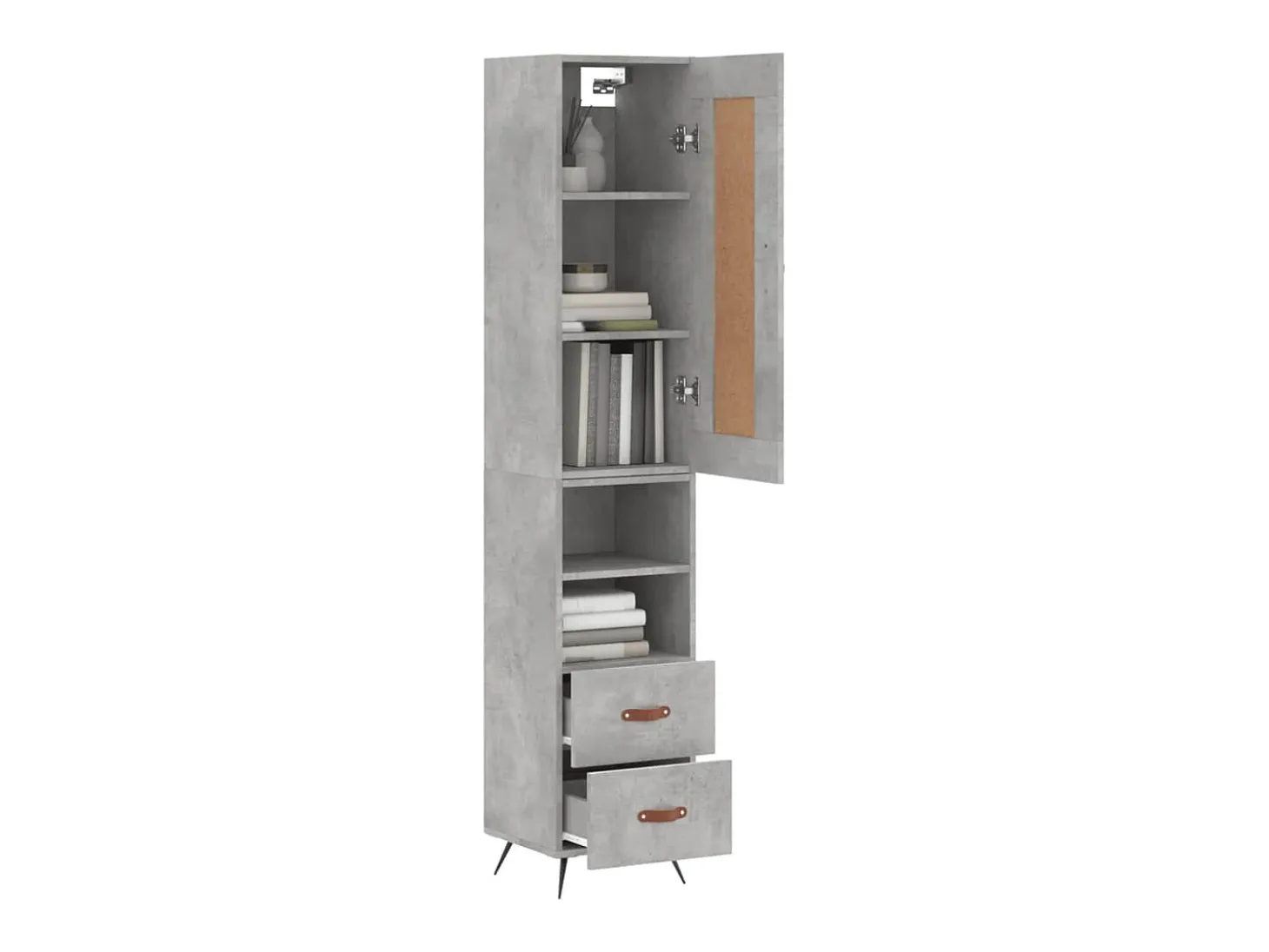Aparador de madera contrachapada gris hormigón 34,5x34x180 cm ES81537
