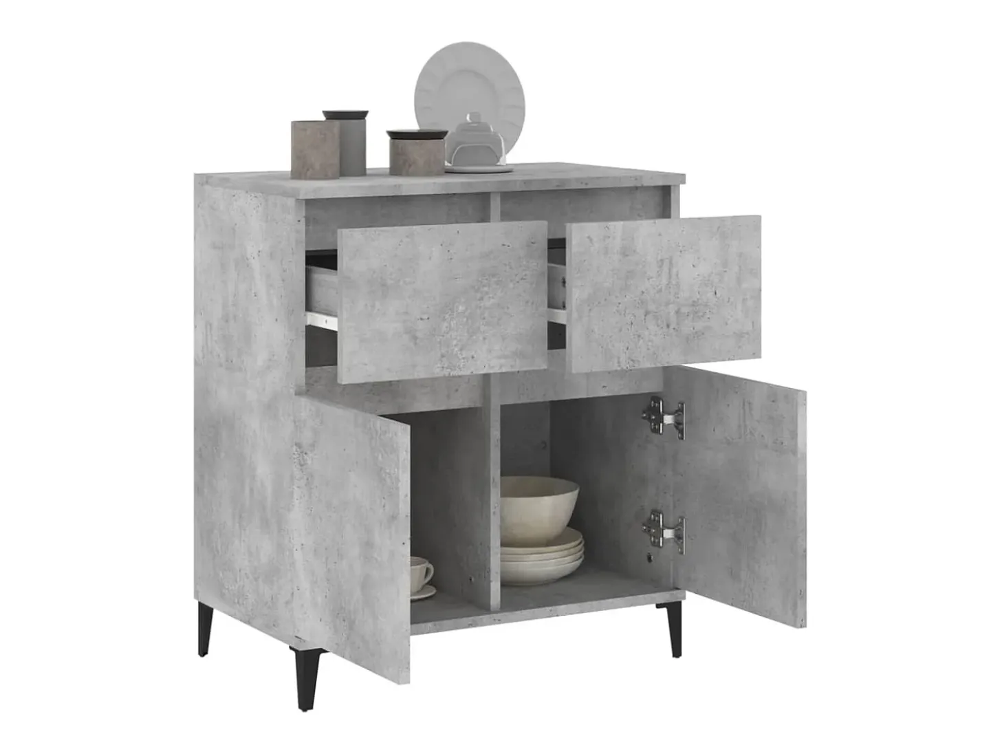 Aparador de madera contrachapada gris hormigón 60x35x70 cm ES78819