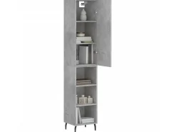 Aparador de madera contrachapada gris hormigón 34,5x34x180 cm ES36454