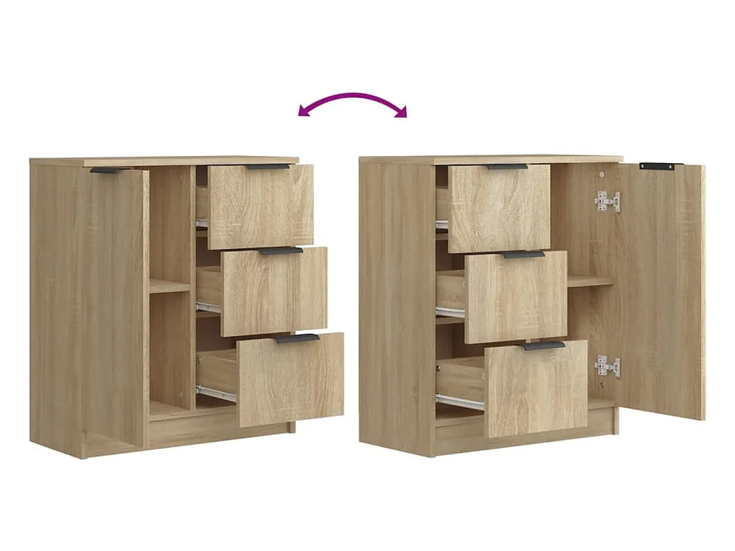 Aparador de madera contrachapada color roble Sonoma 60x30x70 cm