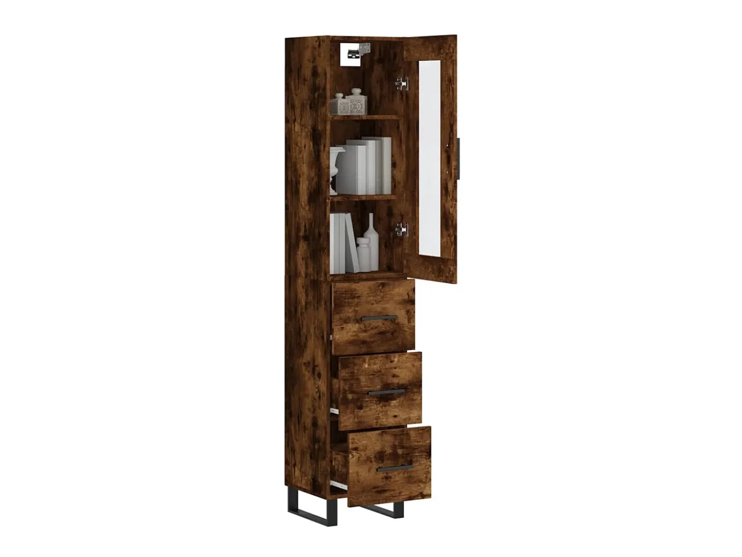 Aparador de madera contrachapada roble ahumado 34,5x34x180 cm ES58493