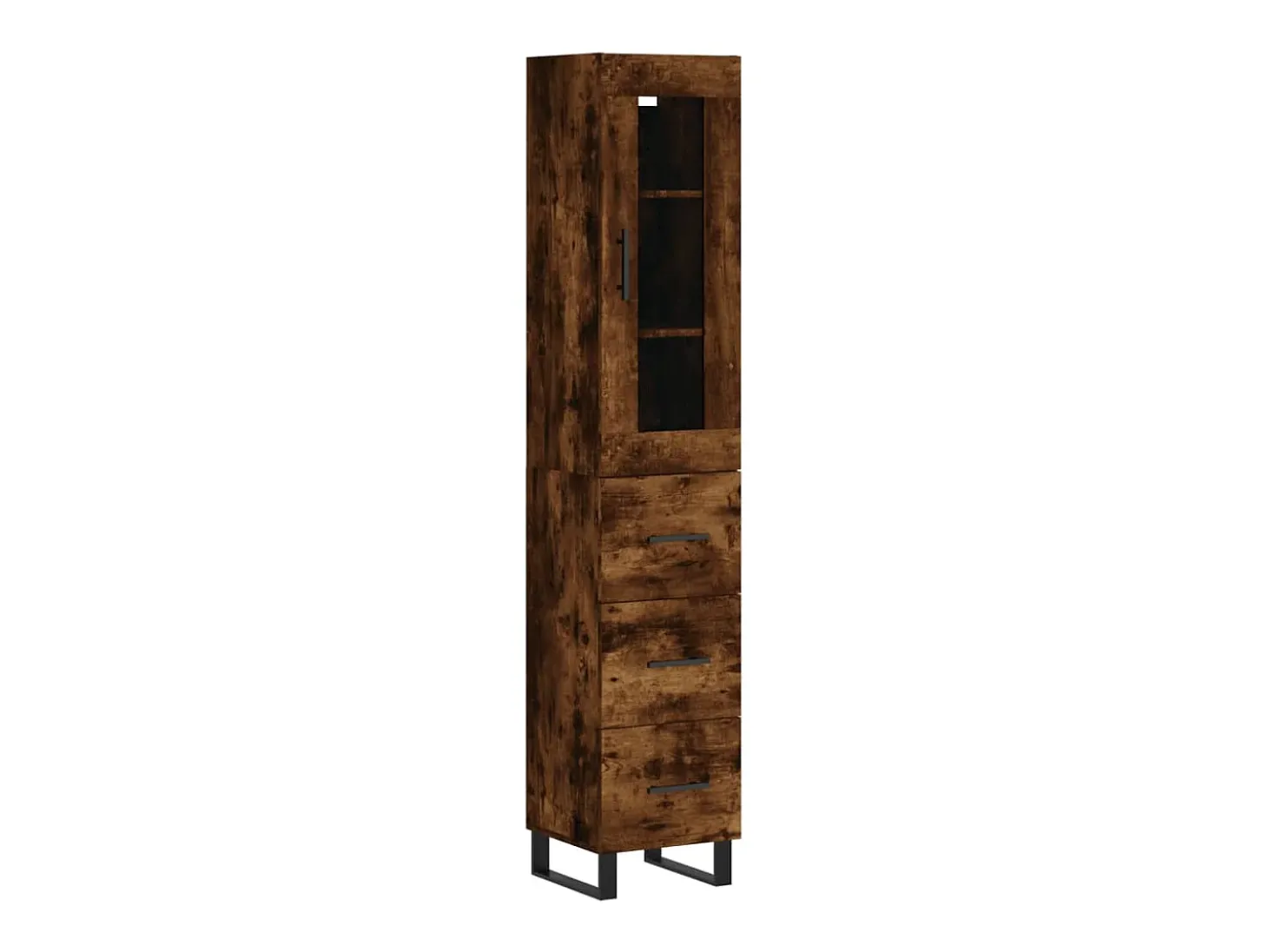 Aparador de madera contrachapada roble ahumado 34,5x34x180 cm ES58493