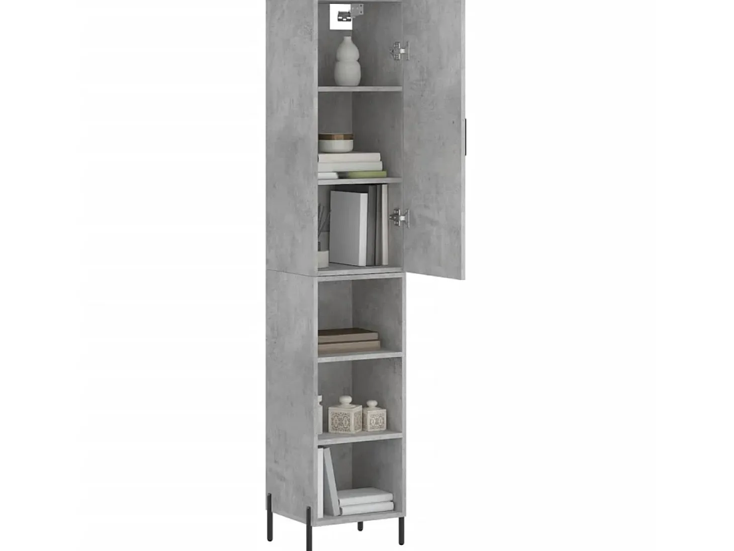 Aparador de madera contrachapada gris hormigón 34,5x34x180 cm ES18673