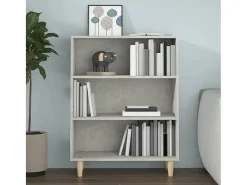 Aparador de madera contrachapada gris hormigón 69,5x32,5x90 cm