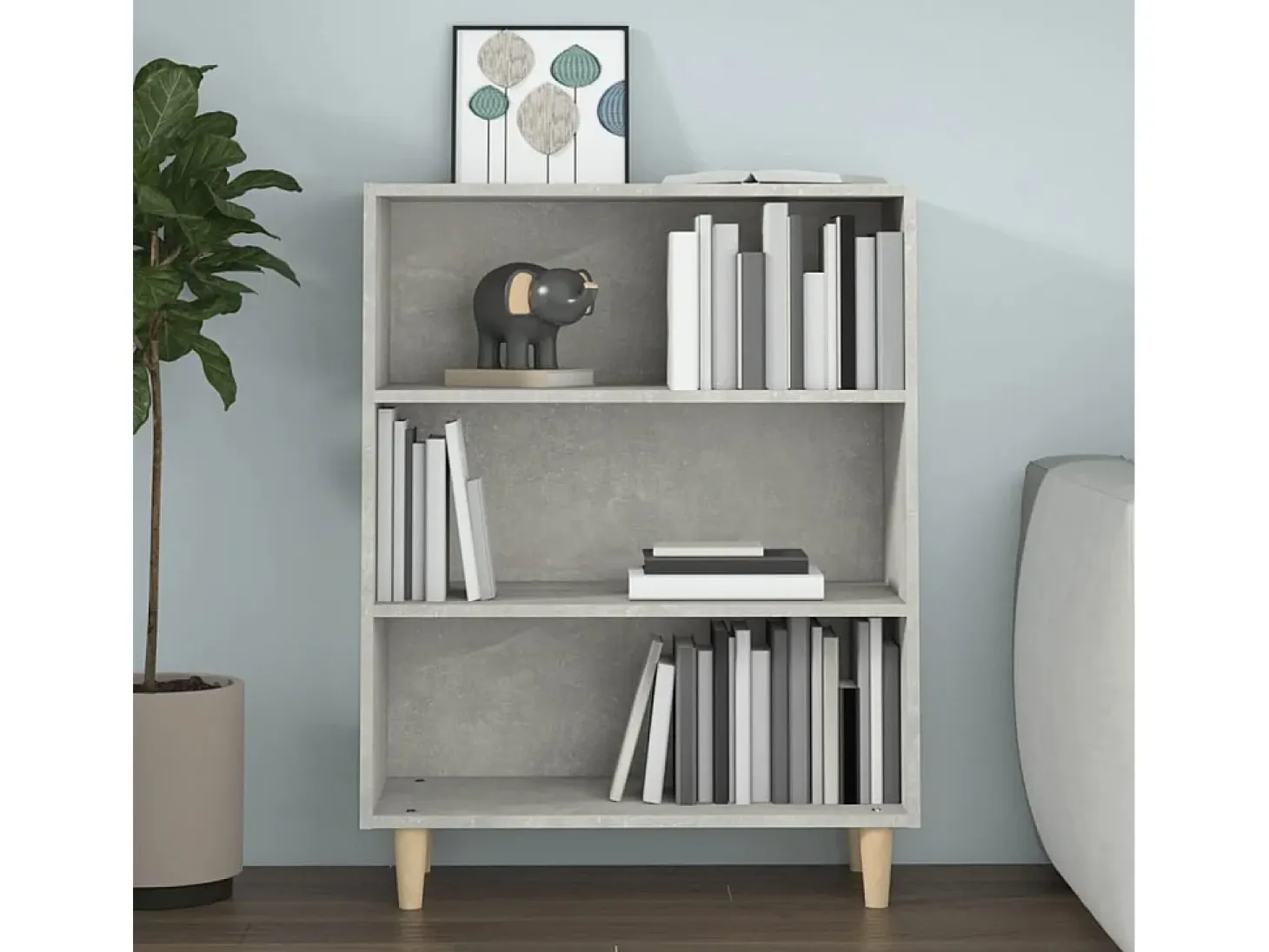 Aparador de madera contrachapada gris hormigón 69,5x32,5x90 cm
