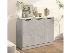 Aparador de madera contrachapada gris hormigón 90,5x30x70 cm