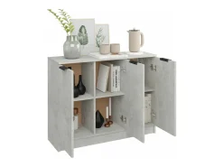 Aparador de madera contrachapada gris hormigón 90,5x30x70 cm