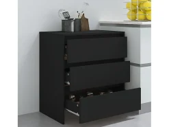 Aparador de madera contrachapada negro 70x41x75 cm