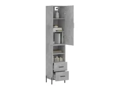 Aparador de madera contrachapada gris hormigón 34,5x34x180 cm ES81953