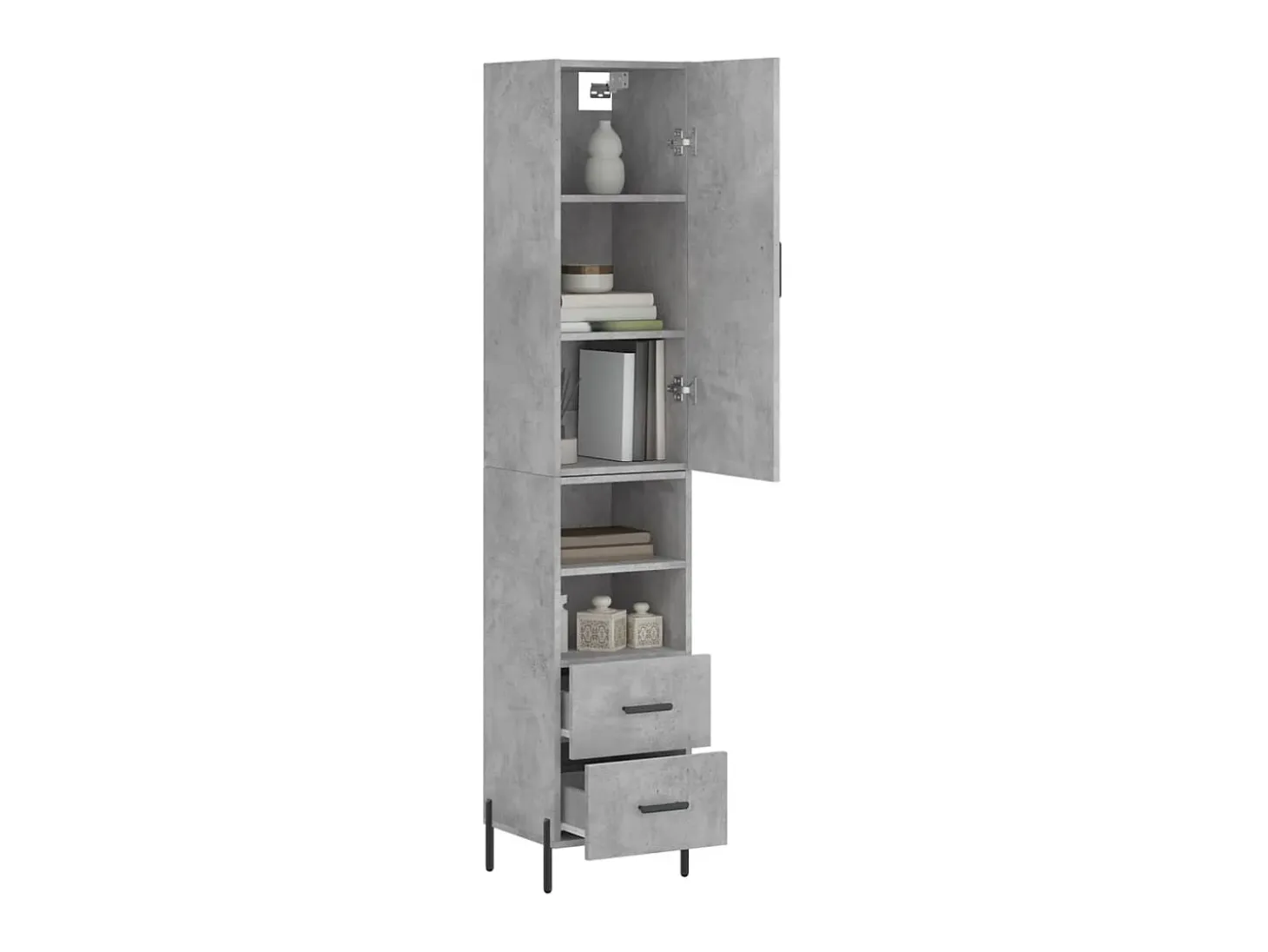 Aparador de madera contrachapada gris hormigón 34,5x34x180 cm ES81953