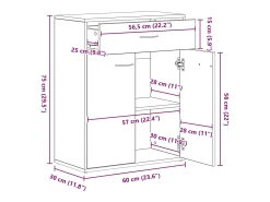 Aparador de madera contrachapada madera envejecida 60x30x75 cm