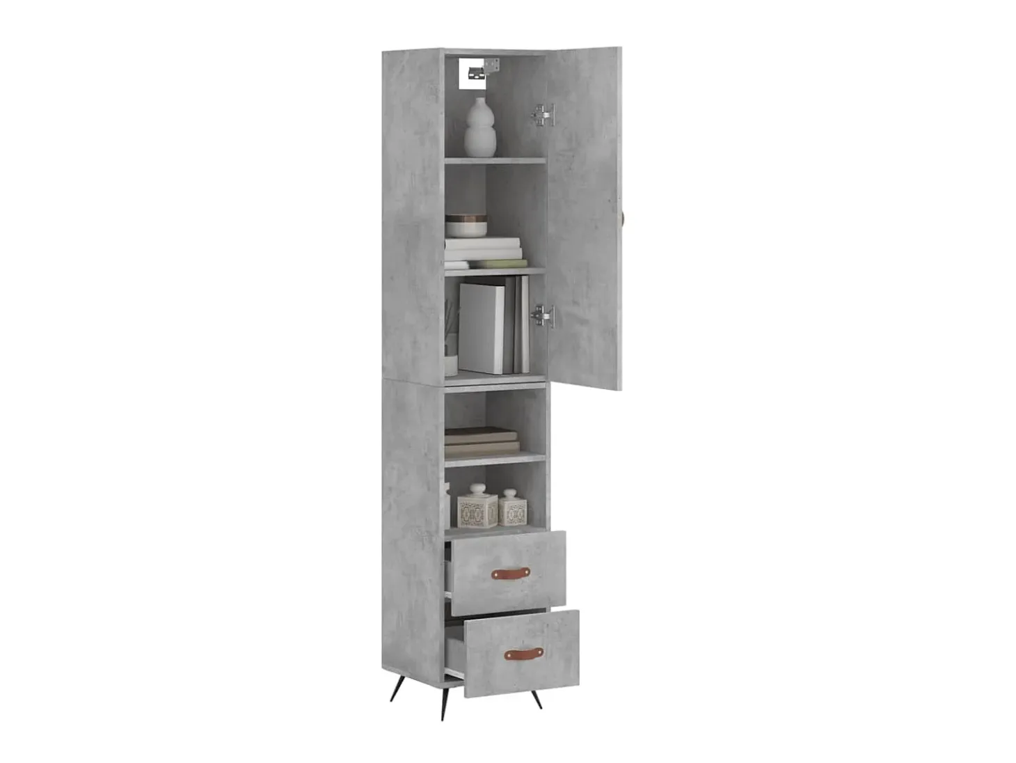 Aparador de madera contrachapada gris hormigón 34,5x34x180 cm ES80708