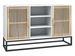 Aparador de madera contrachapada blanco 105x30x65 cm