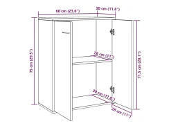 Aparador de madera contrachapada madera envejecida 60x30x75 cm