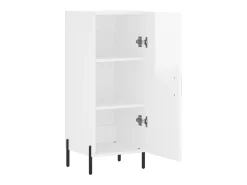 Aparador de madera contrachapada blanco brillante 34,5x34x90 cm