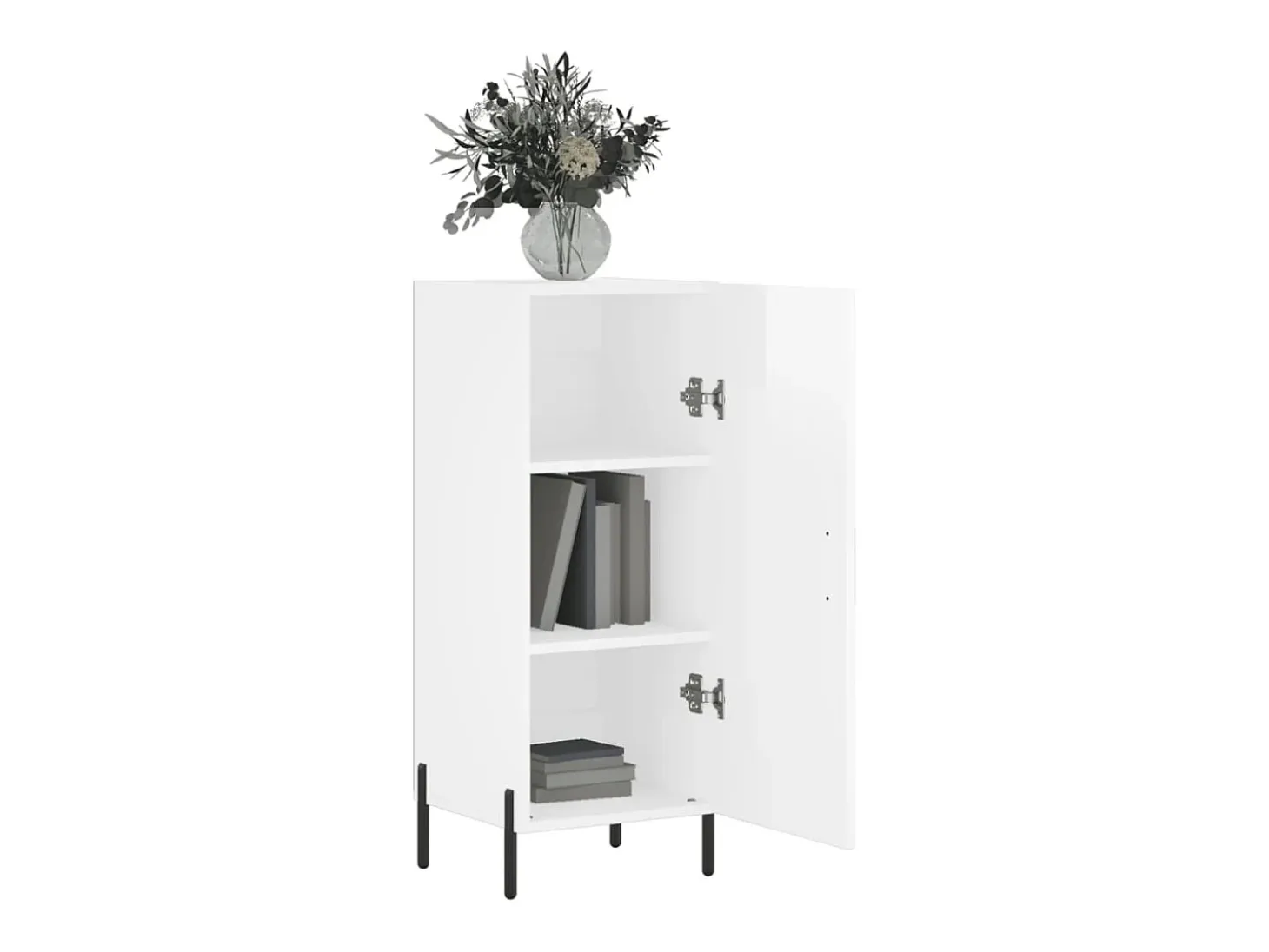 Aparador de madera contrachapada blanco brillante 34,5x34x90 cm