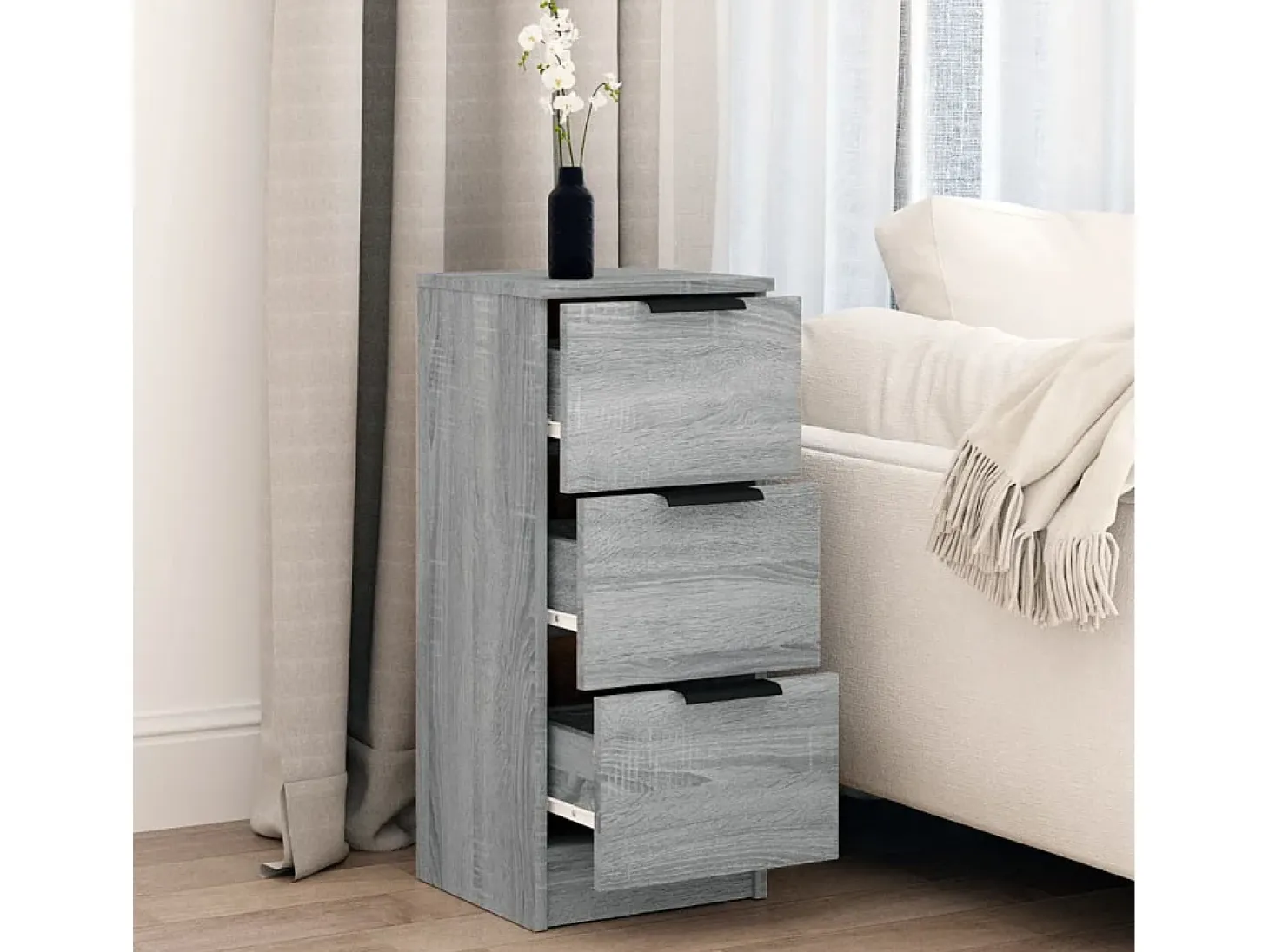 Aparador de madera contrachapada gris Sonoma 30x30x70 cm ES82226