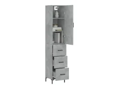 Aparador de madera contrachapada gris hormigón 34,5x34x180 cm ES35068