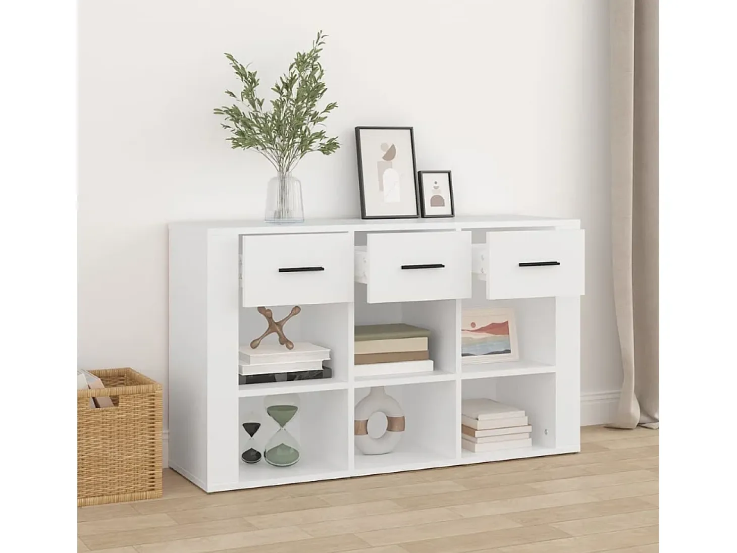 Aparador de madera contrachapada blanco 100x30x59,5 cm ES19836