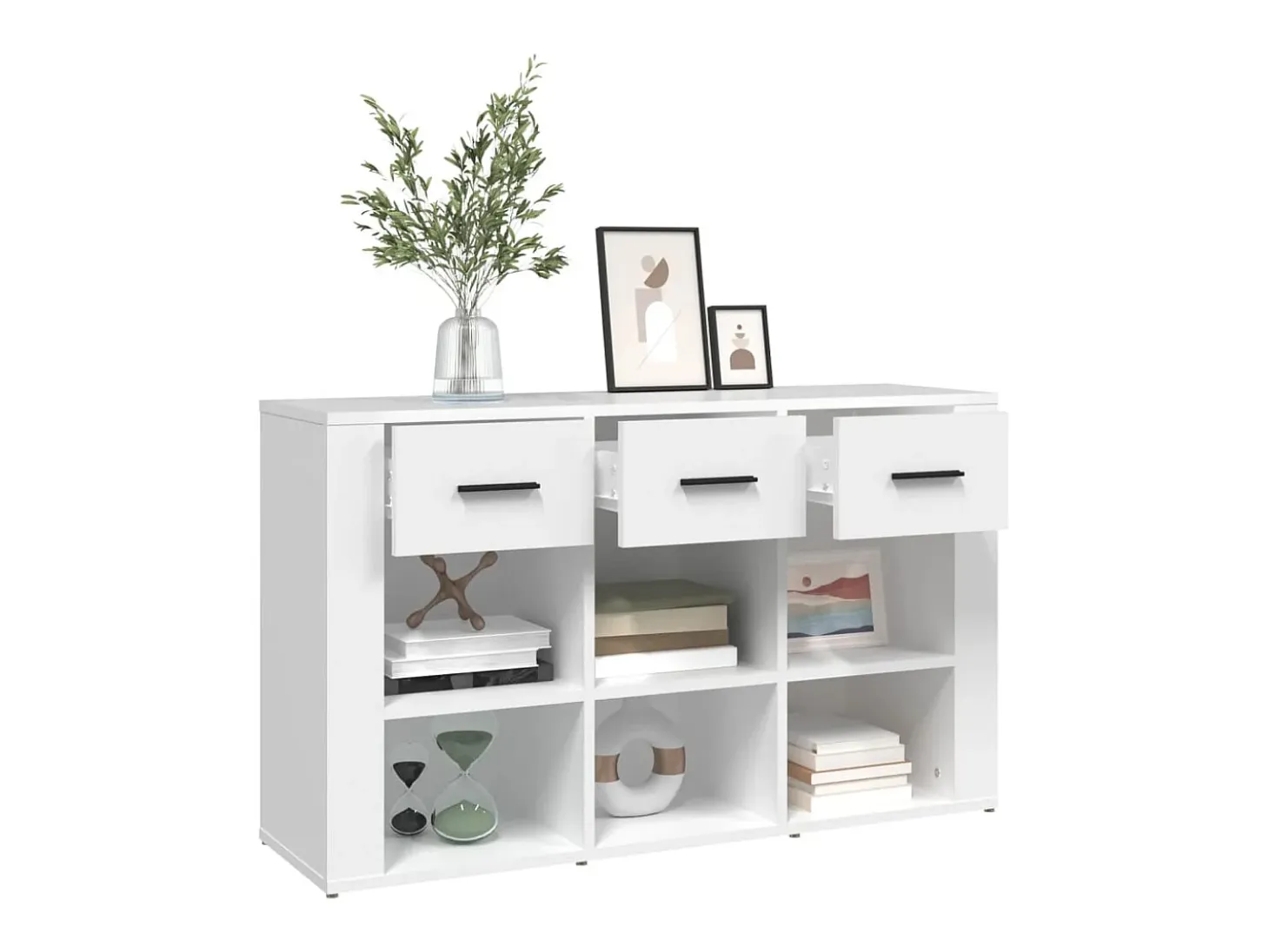 Aparador de madera contrachapada blanco 100x30x59,5 cm ES19836