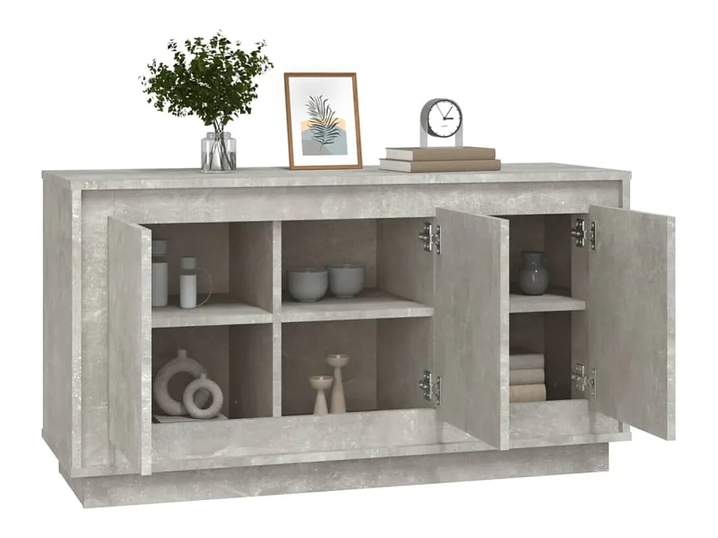 Aparador de madera contrachapada gris hormigón 102x35x55 cm