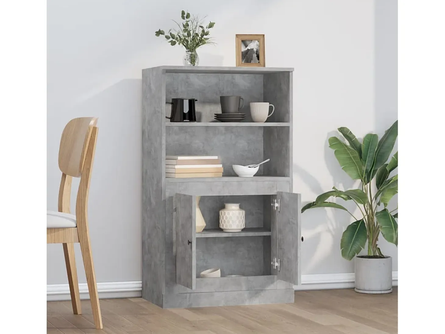 Aparador de madera contrachapada gris hormigón 60x35,5x103,5 cm ES847140