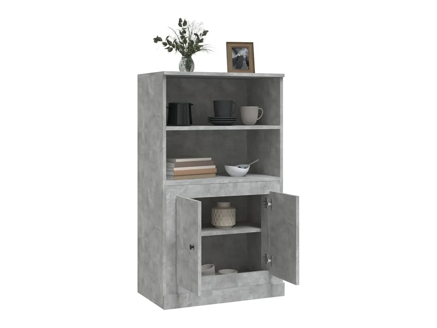 Aparador de madera contrachapada gris hormigón 60x35,5x103,5 cm ES847140