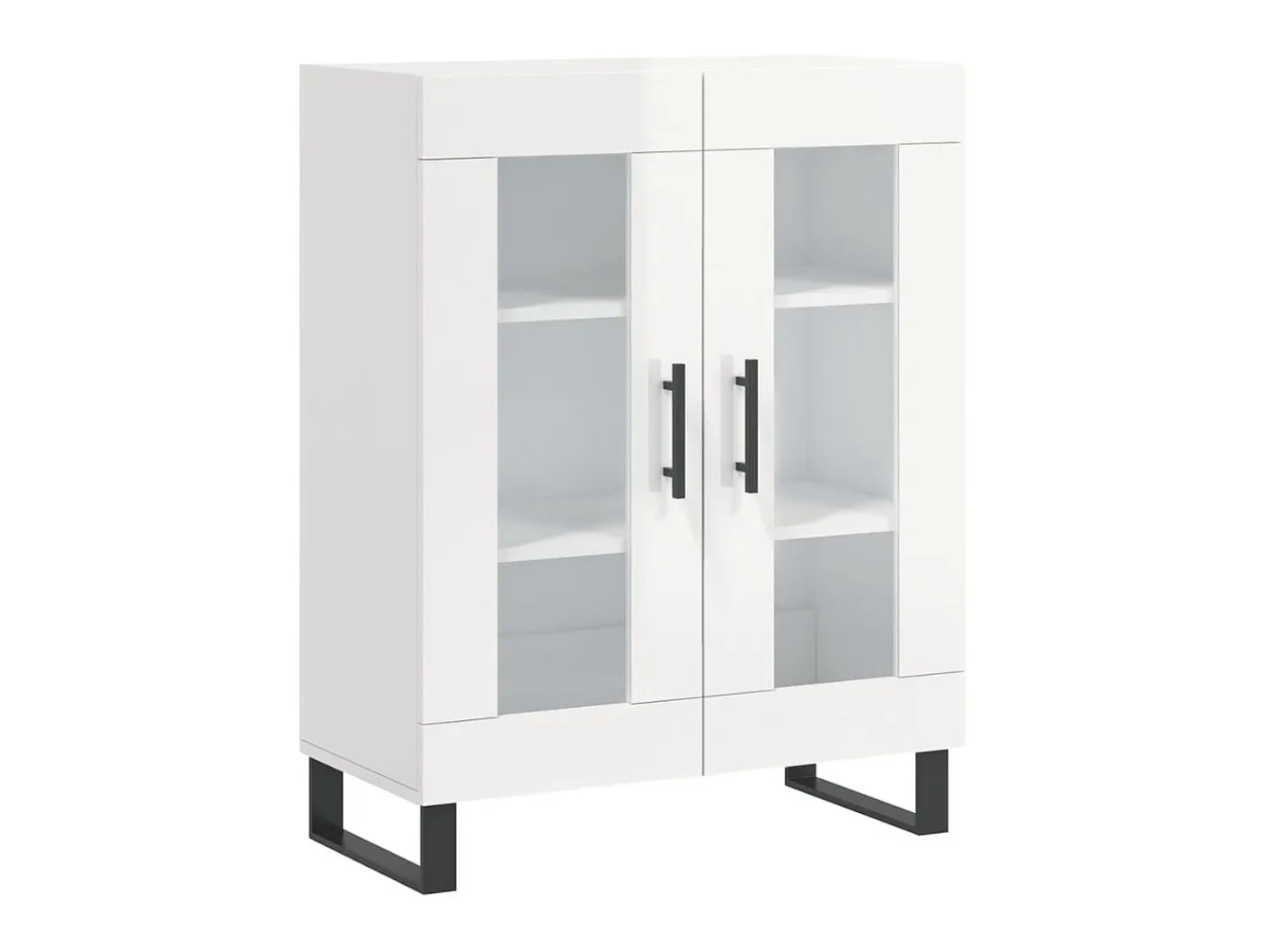 Aparador de madera contrachapada blanco brillante 69,5x34x90 cm ES61151