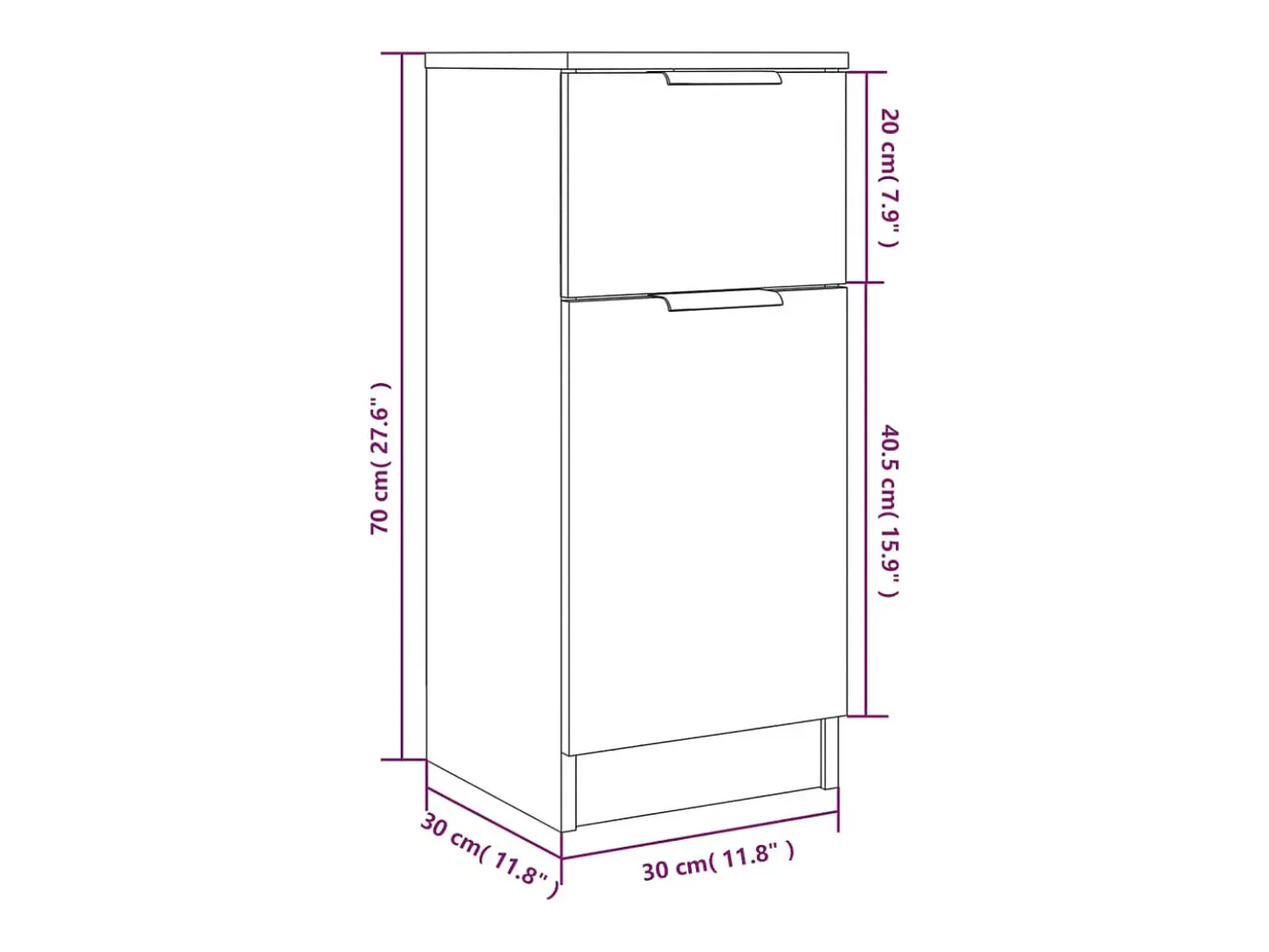 Aparador de madera contrachapada roble Sonoma 30x30x70 cm