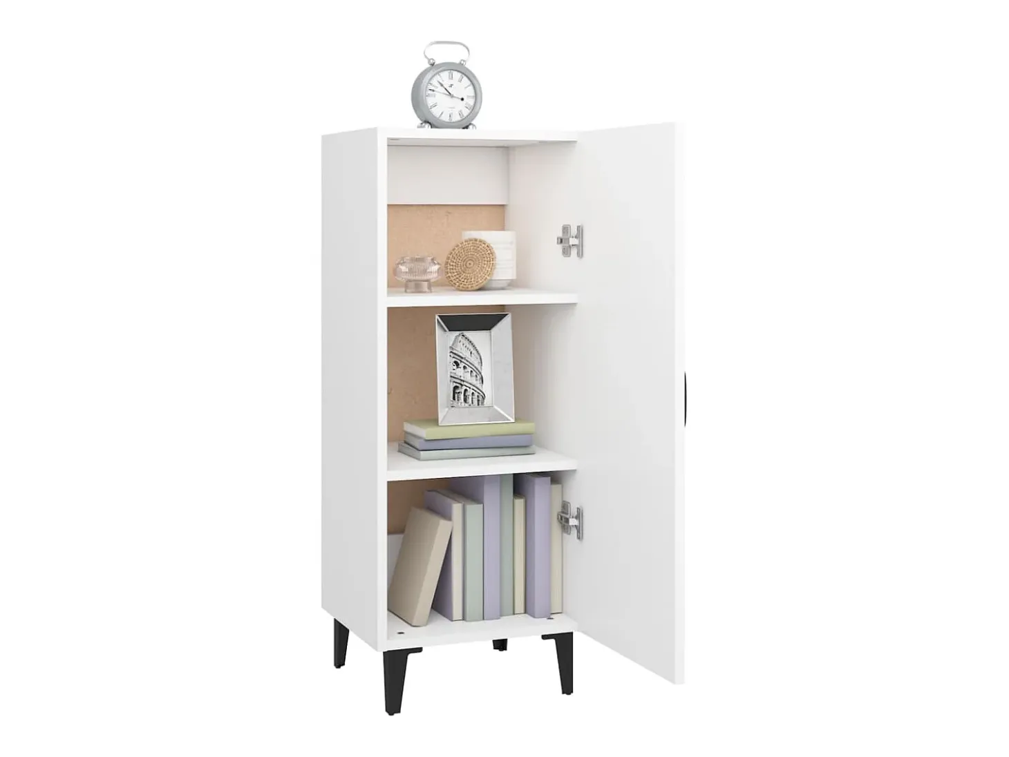 Aparador de madera contrachapada blanco 34,5x34x90 cm