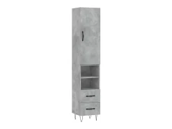 Aparador de madera contrachapada gris hormigón 34,5x34x180 cm ES51931