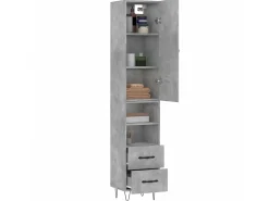 Aparador de madera contrachapada gris hormigón 34,5x34x180 cm ES51931