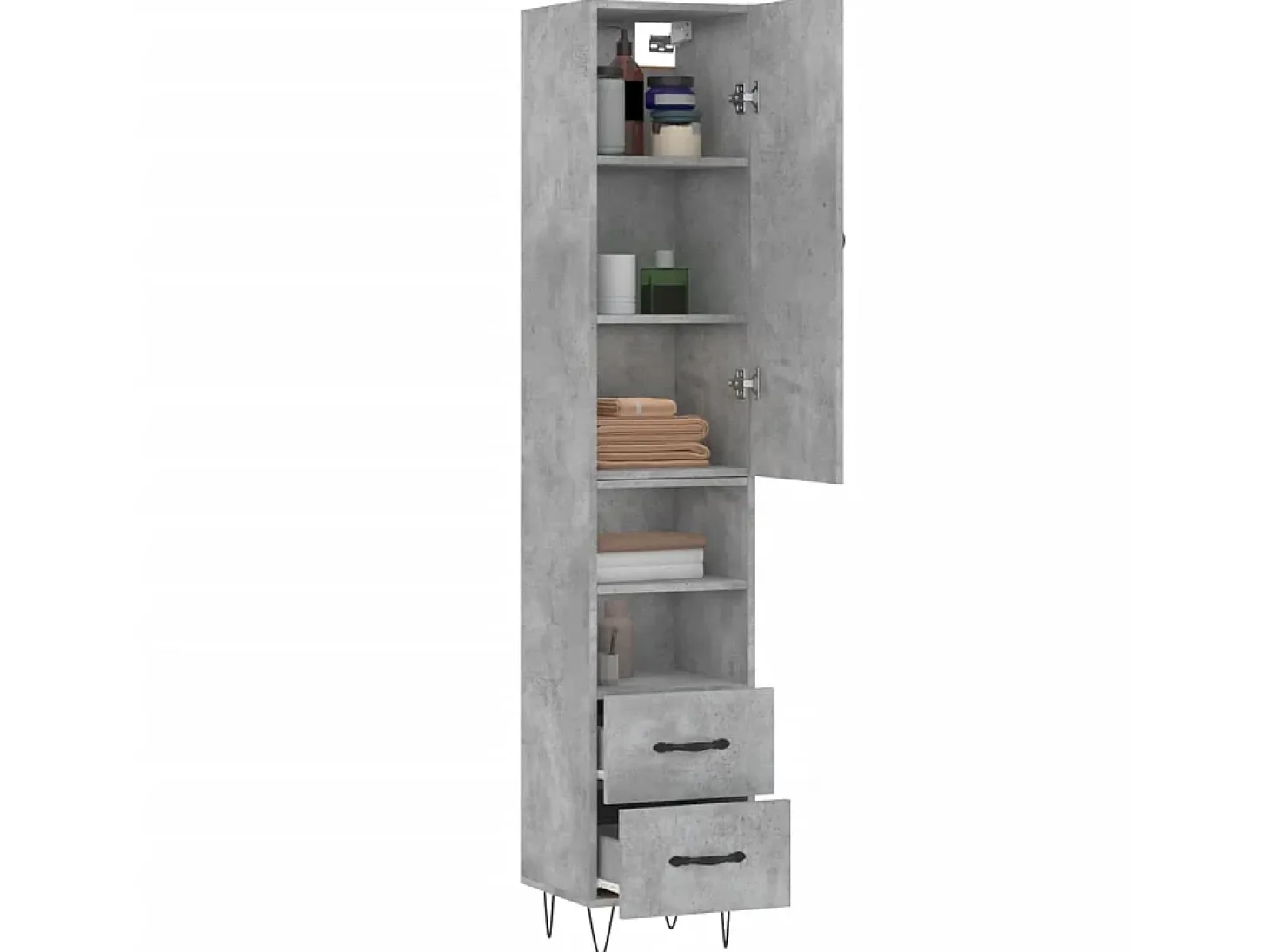 Aparador de madera contrachapada gris hormigón 34,5x34x180 cm ES51931