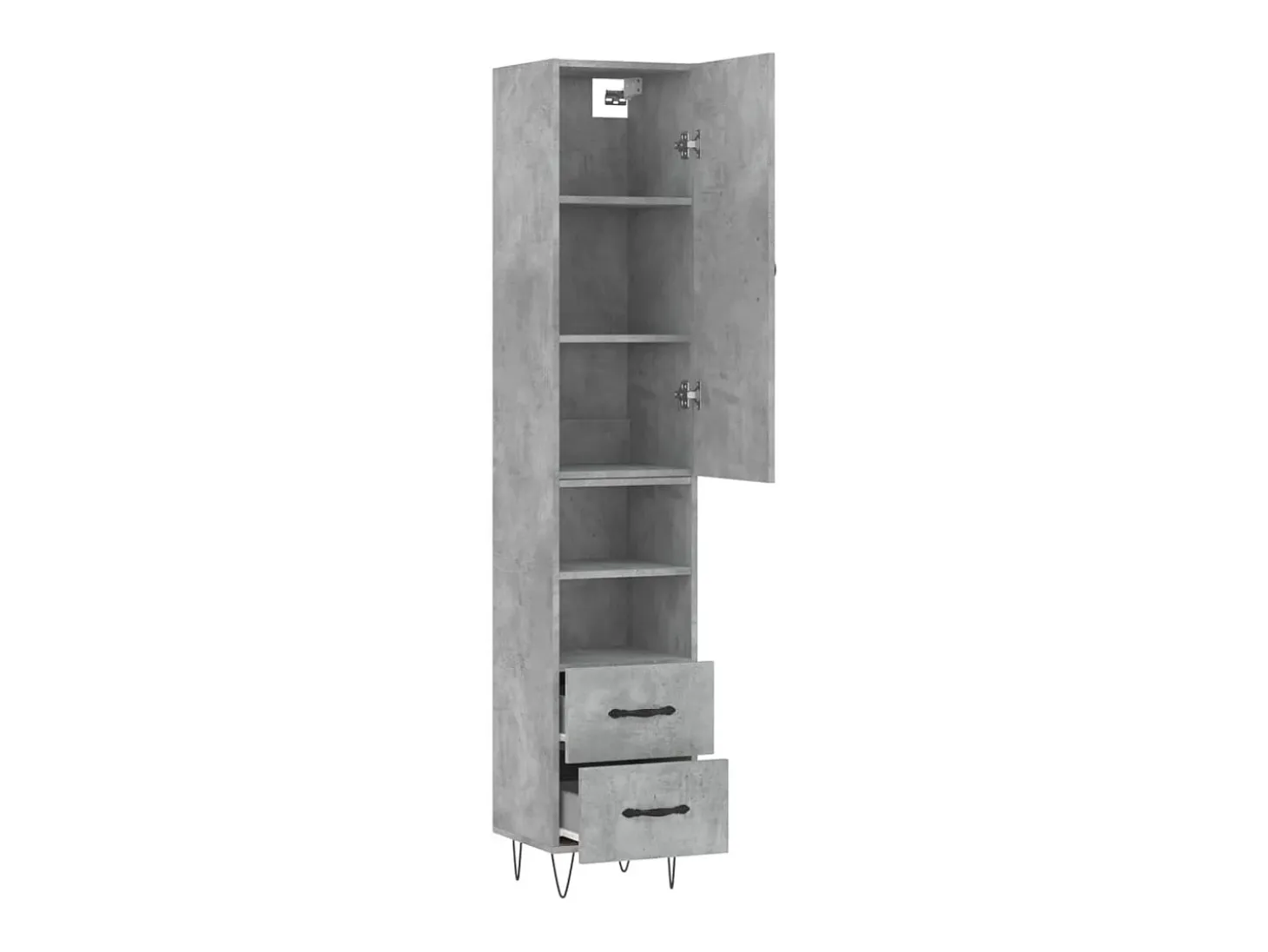 Aparador de madera contrachapada gris hormigón 34,5x34x180 cm ES51931