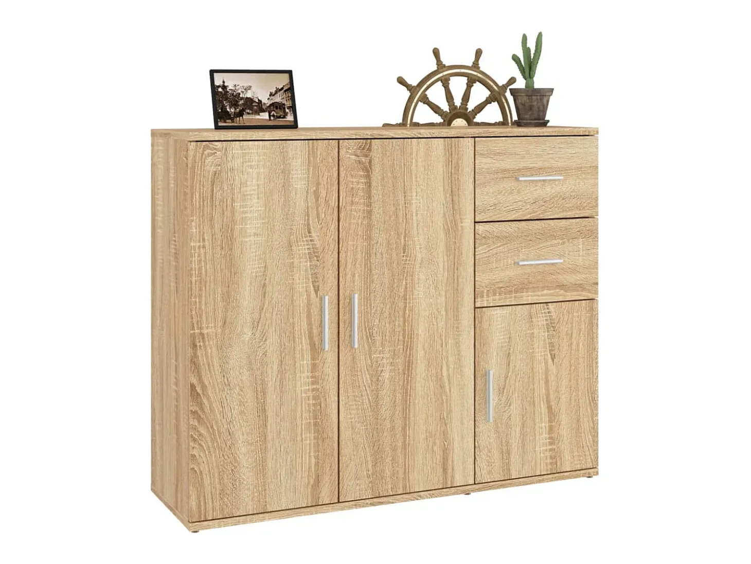 Aparador de madera contrachapada roble Sonoma 91x29,5x75 cm ES57295